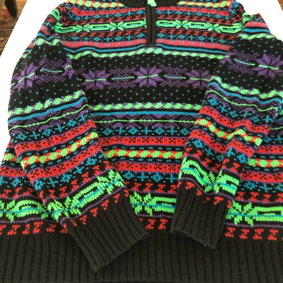 Men’s Blue Squares Ski Sweater - Picture 5 of 7